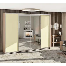 Sliding wardrobe 3.0 m "Colored glass" four doors with mirror